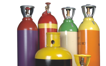 A selection of packaged chemicals cylinders